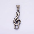 Stainless Steel 40mm  Treble Clef Music Note Minimalist Pendant | P1190