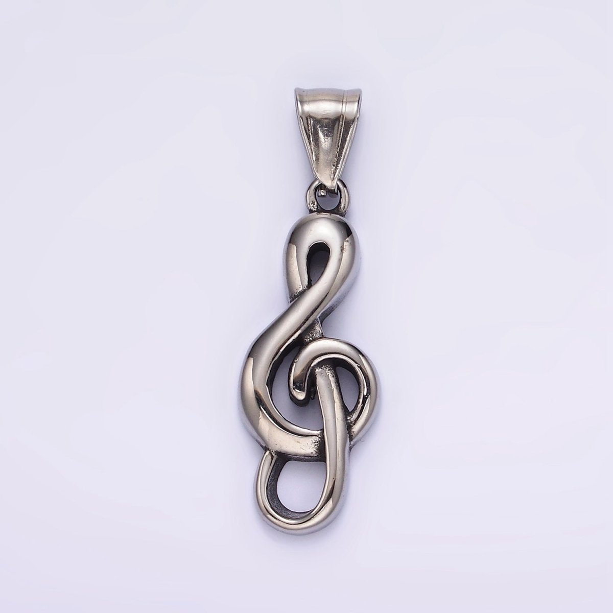 Stainless Steel 40mm  Treble Clef Music Note Minimalist Pendant | P1190