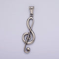 Stainless Steel 57.3mm Silver Treble Clef Music Note Minimalist Pendant | P1192