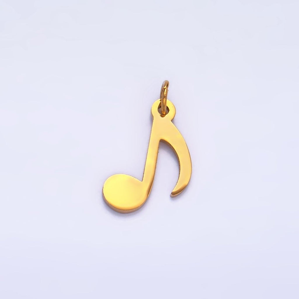 Stainless Steel 14mm Quaver Eight Note ♪ Music Symbol Charm in Gold & Silver | P1364
