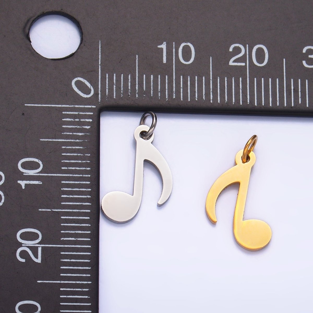 Stainless Steel 14mm Quaver Eight Note ♪ Music Symbol Charm in Gold & Silver | P1364