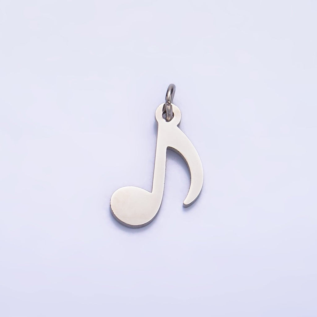 Stainless Steel 14mm Quaver Eight Note ♪ Music Symbol Charm in Gold & Silver | P1364