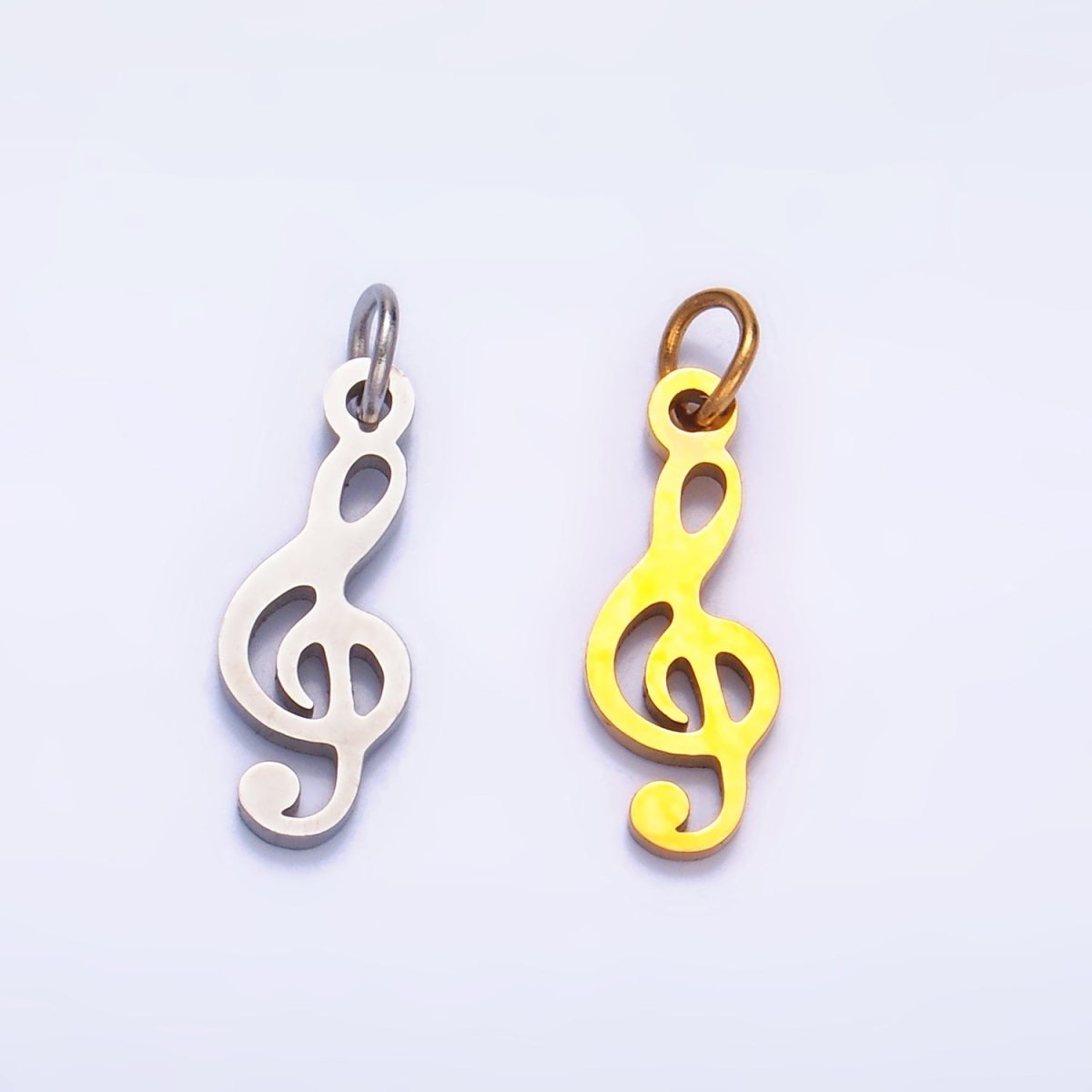 Stainless Steel 14mm Treble 'G' Clef 𝄞 Music Symbol Charm in Gold & Silver | P1272