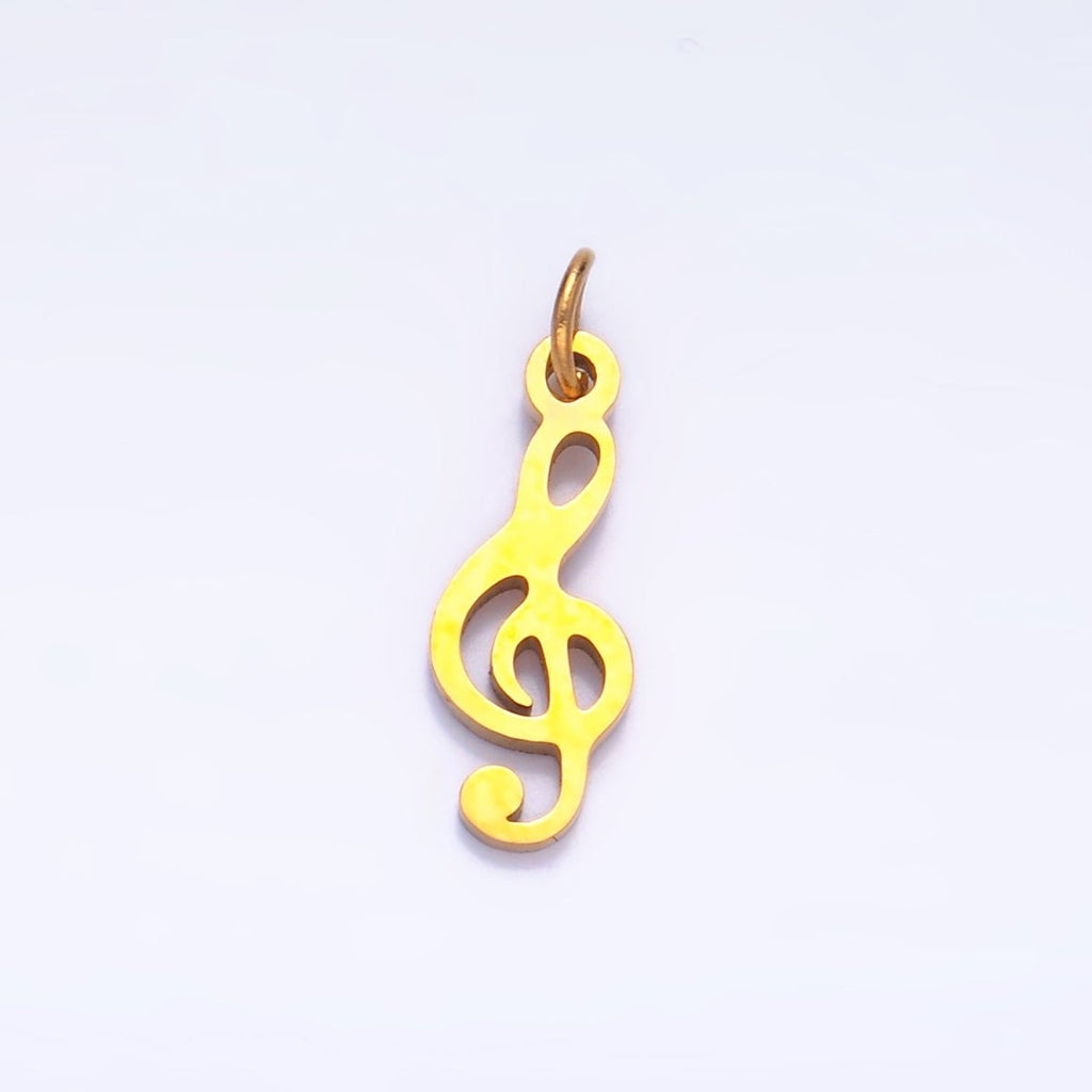 Stainless Steel 14mm Treble 'G' Clef 𝄞 Music Symbol Charm in Gold & Silver | P1272