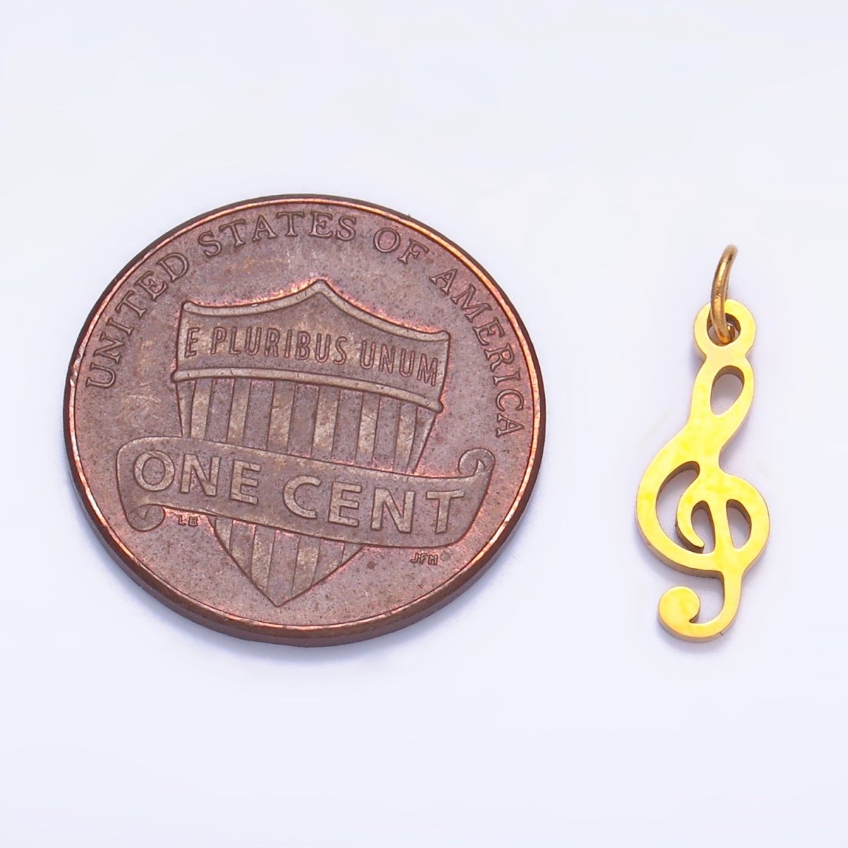 Stainless Steel 14mm Treble 'G' Clef 𝄞 Music Symbol Charm in Gold & Silver | P1272