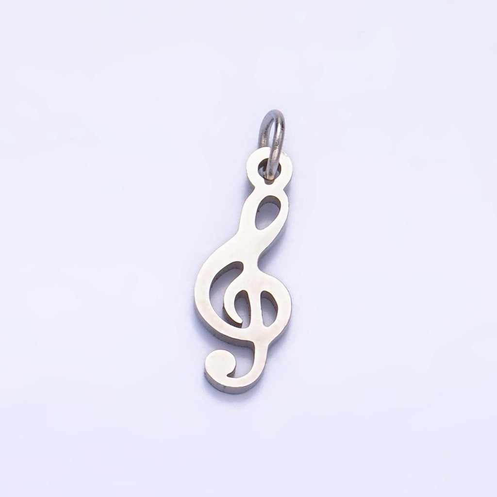Stainless Steel 14mm Treble 'G' Clef 𝄞 Music Symbol Charm in Gold & Silver | P1272