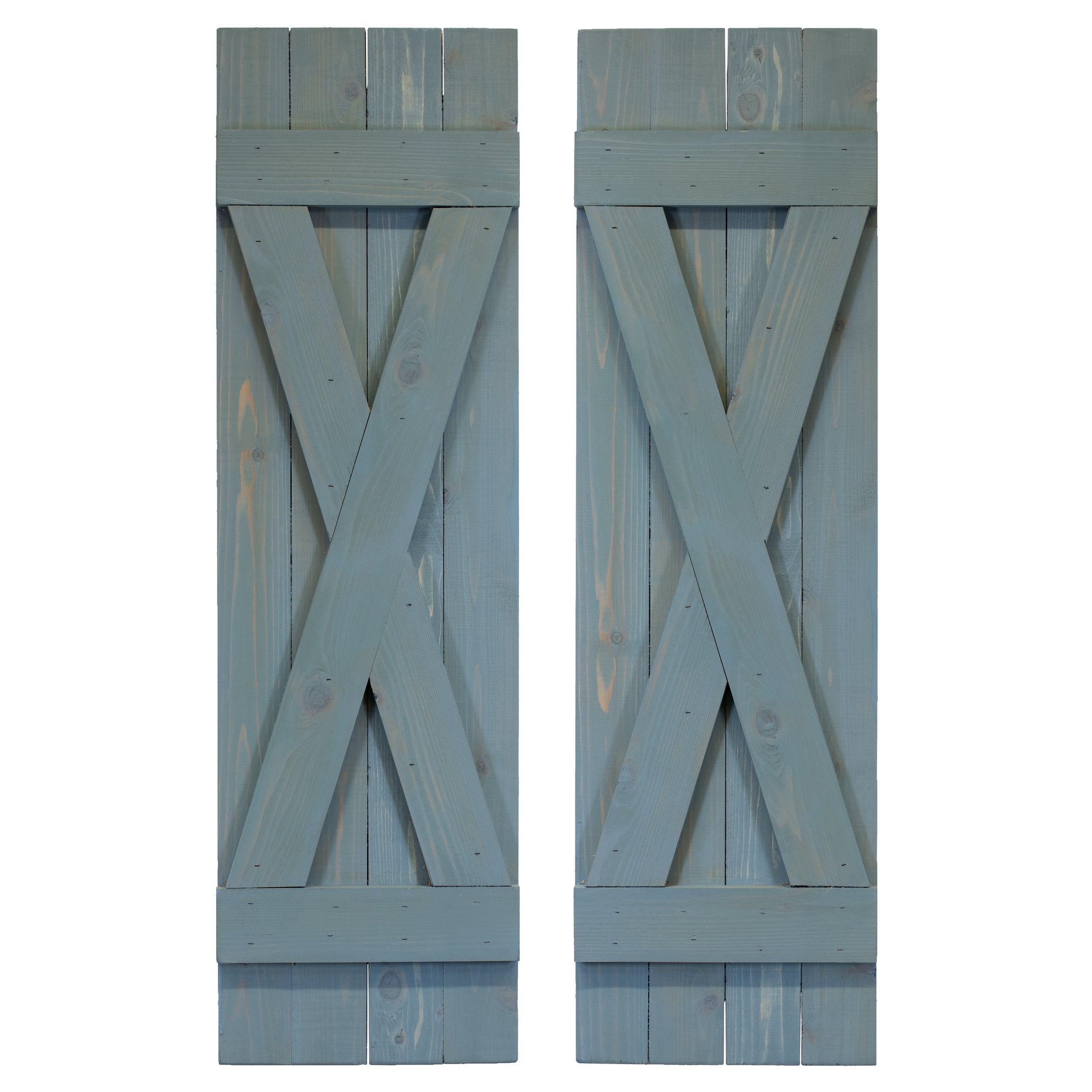 X-Bar Exterior Wood Shutters - Cedar - Set of 2