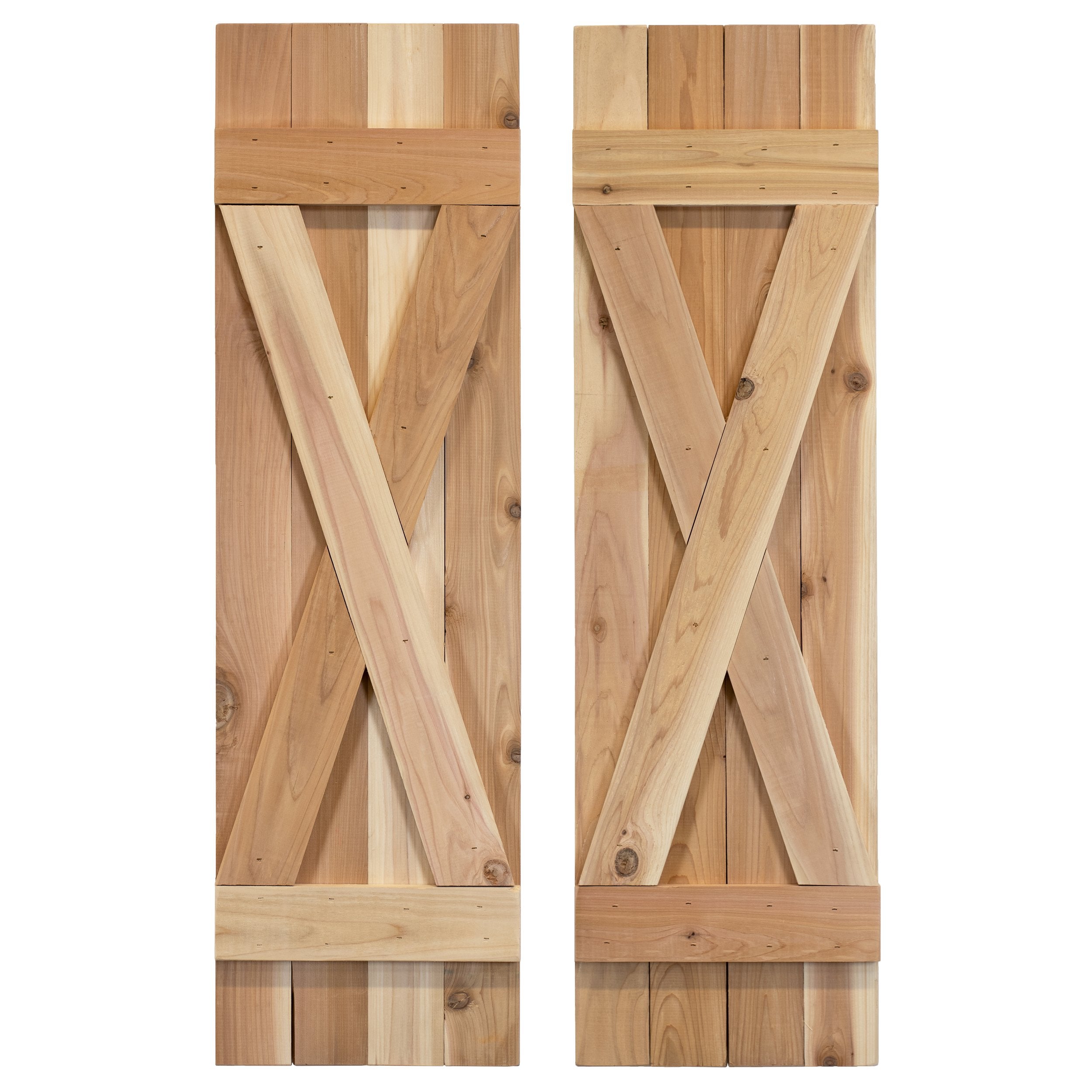 X-Bar Exterior Wood Shutters - Cedar - Set of 2