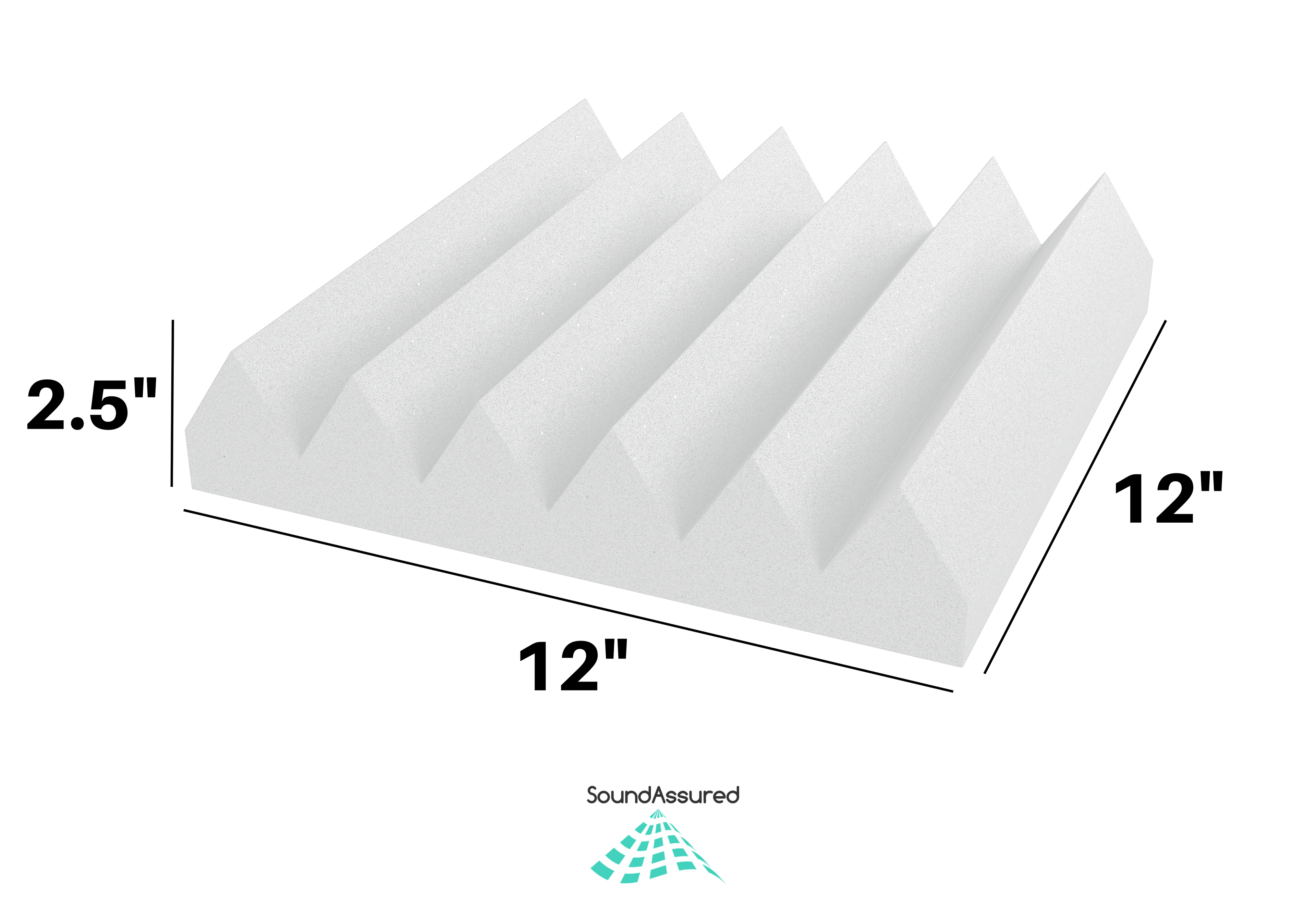 White Acoustic Foam Panels - 12x12x2.5"