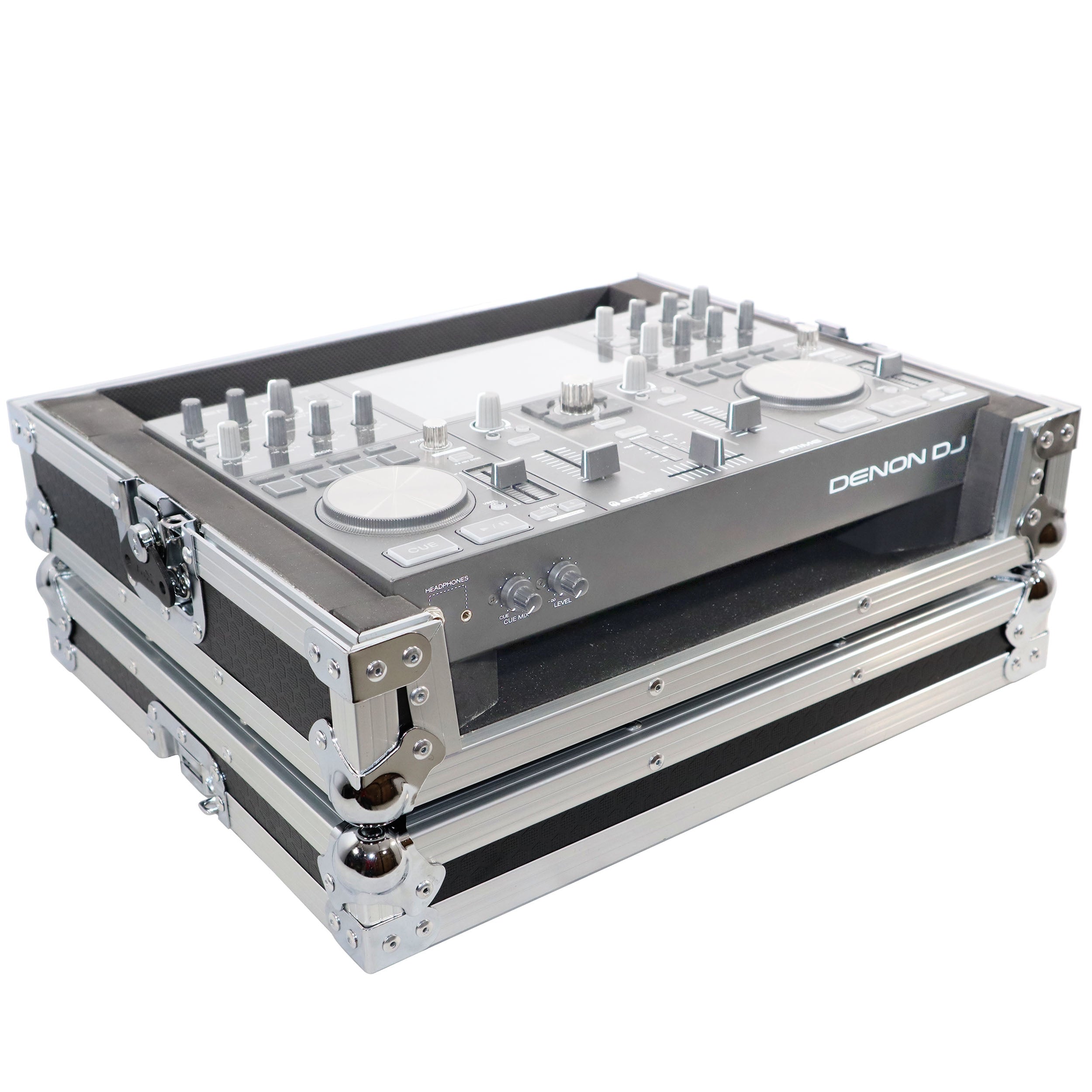 ProX X-PRIMEGO - ATA Style Flight Travel Case for Denon DJ Prime Go Digital Controller - Silver On Black