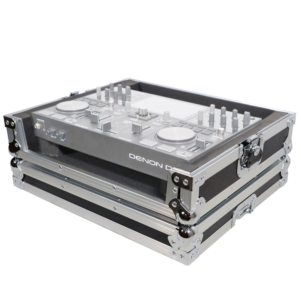 ProX X-PRIMEGO - ATA Style Flight Travel Case for Denon DJ Prime Go Digital Controller - Silver On Black