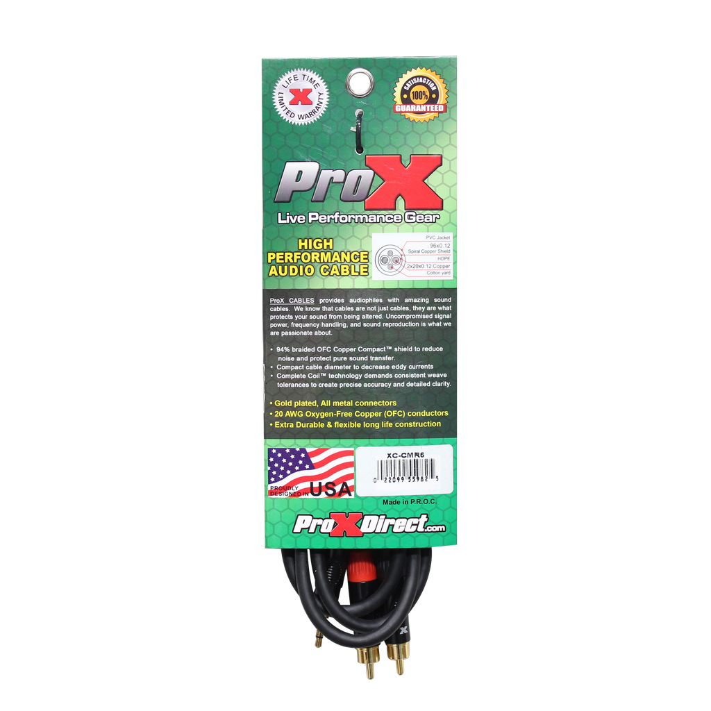ProX XC-CMR06 - 3FT 3.5mm TRS to DUAL RCA-M CABLE