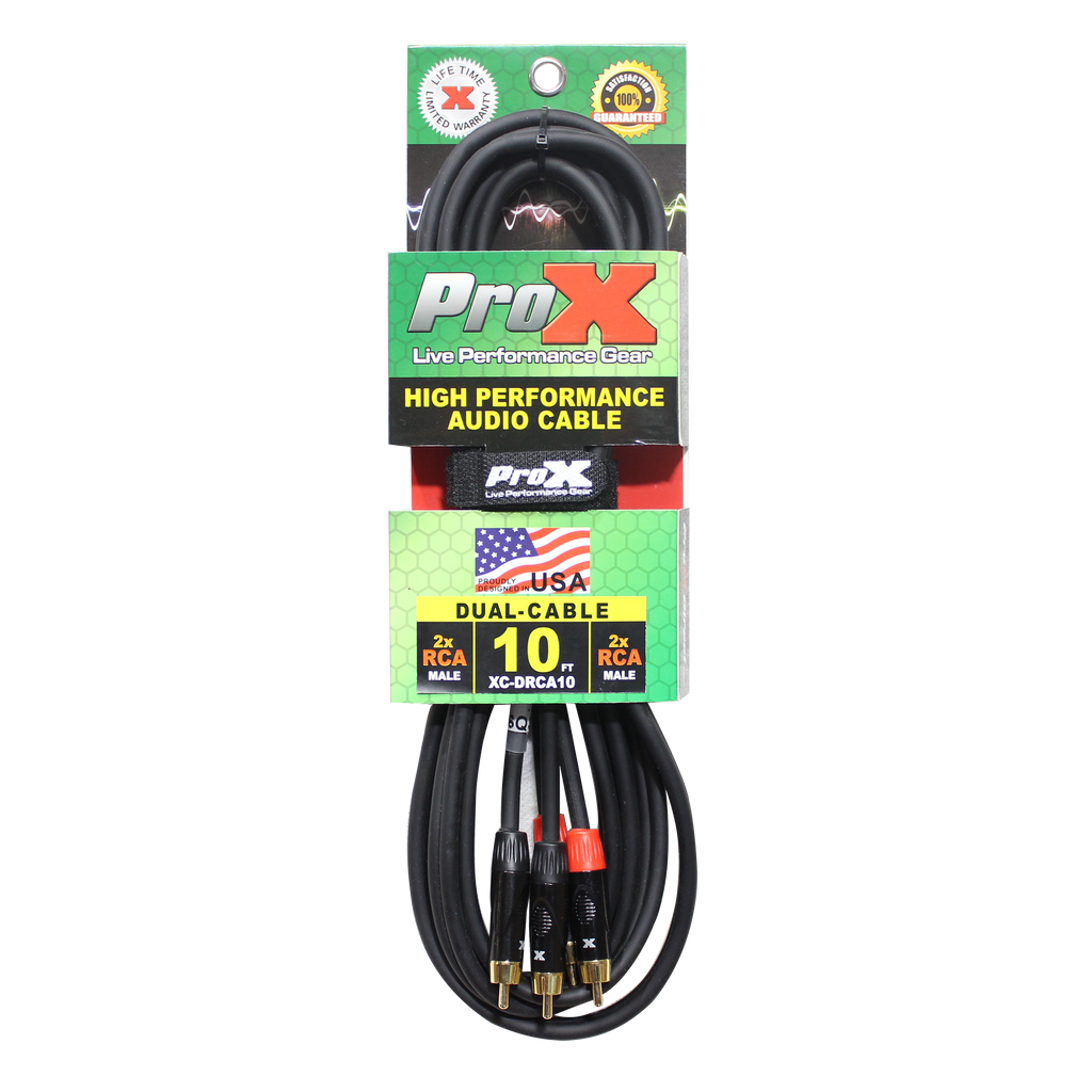 ProX XC-DRCA10 - 10' Ft. High Performance RCA Male to RCA Male Balanced Audio Cable