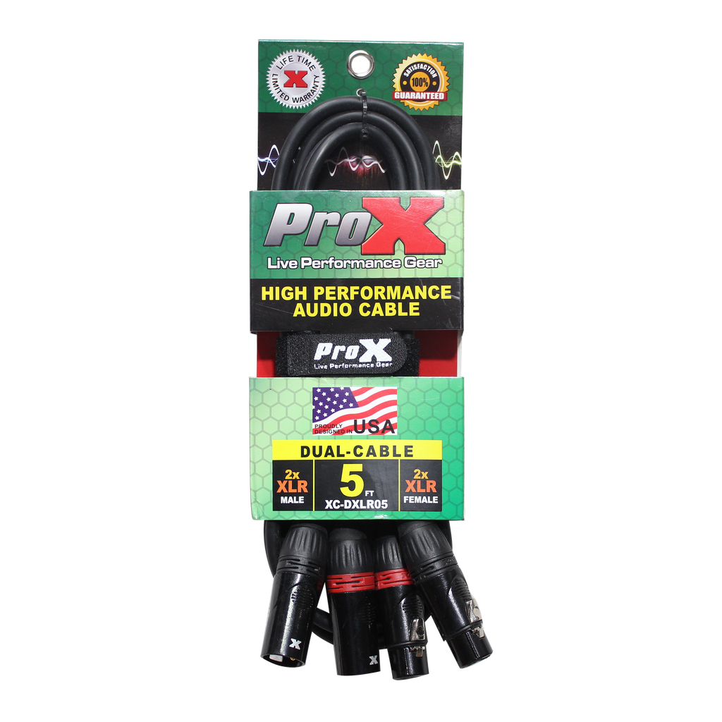 ProX XC-DXLR05 5' Ft. Balanced Dual XLR-M to Dual XLR-F High Performance Audio Cable