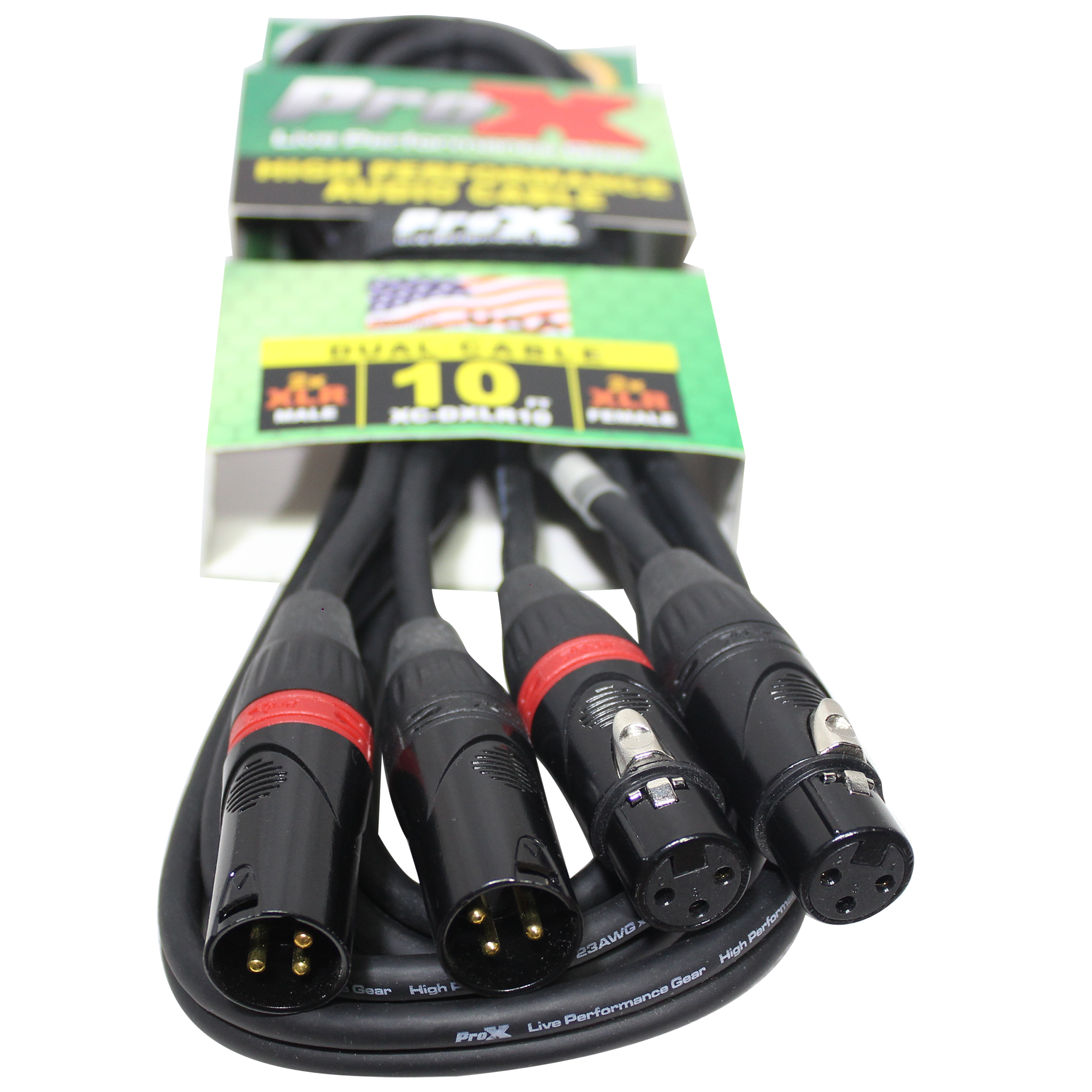 ProX XC-DXLR10 - 10' Ft. Balanced Dual XLR-M to Dual XLR-F High Performance Audio Cable