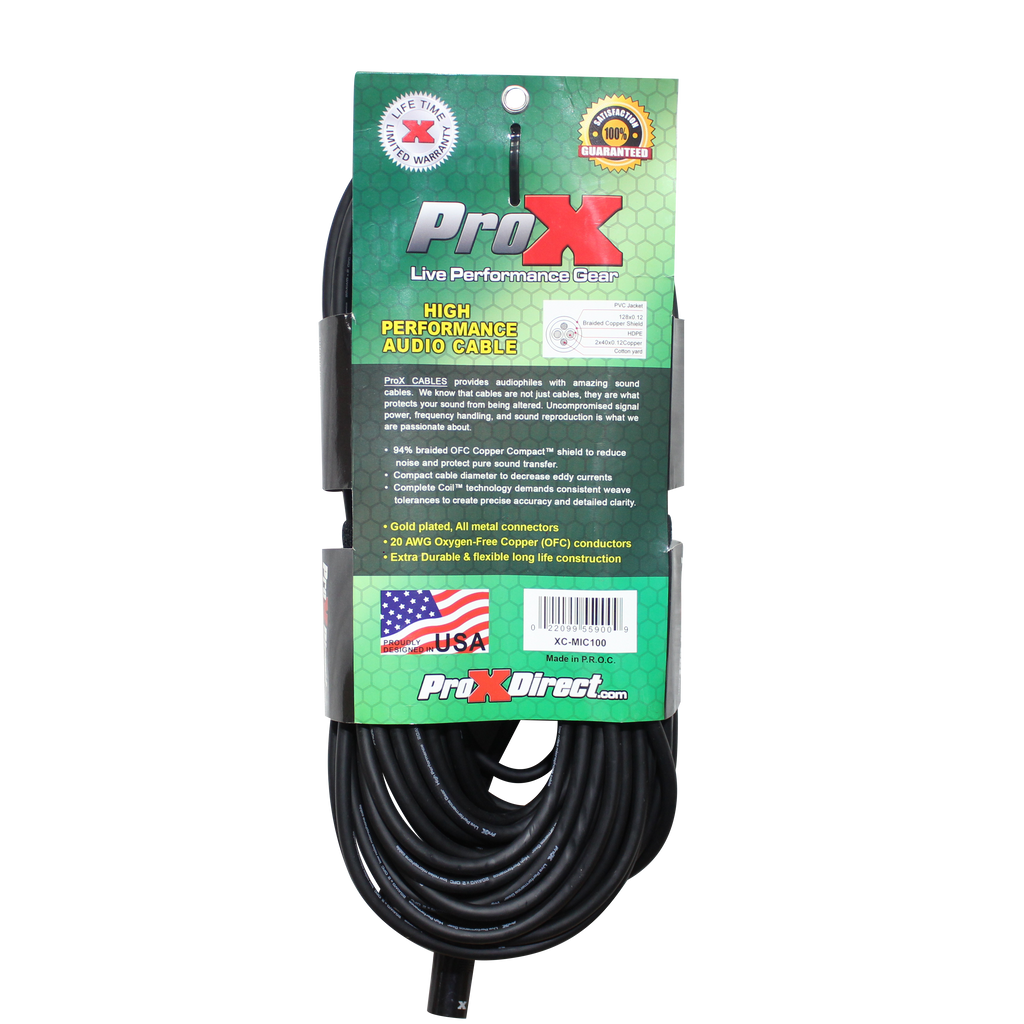 ProX XC-MIC100 - 50 Ft. Balanced XLR3-F to XLR3-M High Performance Microphone Cable