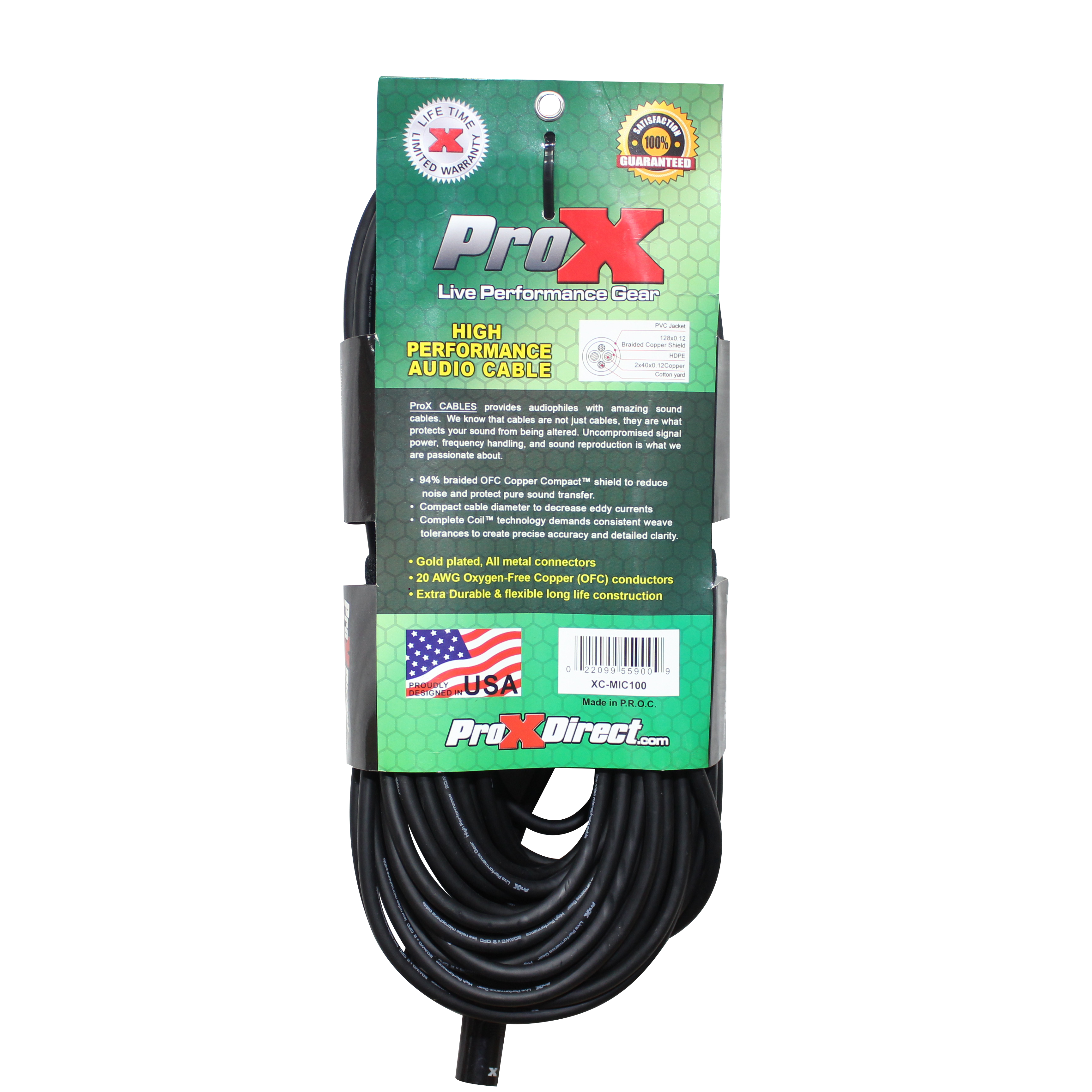 ProX XC-MIC100 - 50 Ft. Balanced XLR3-F to XLR3-M High Performance Microphone Cable