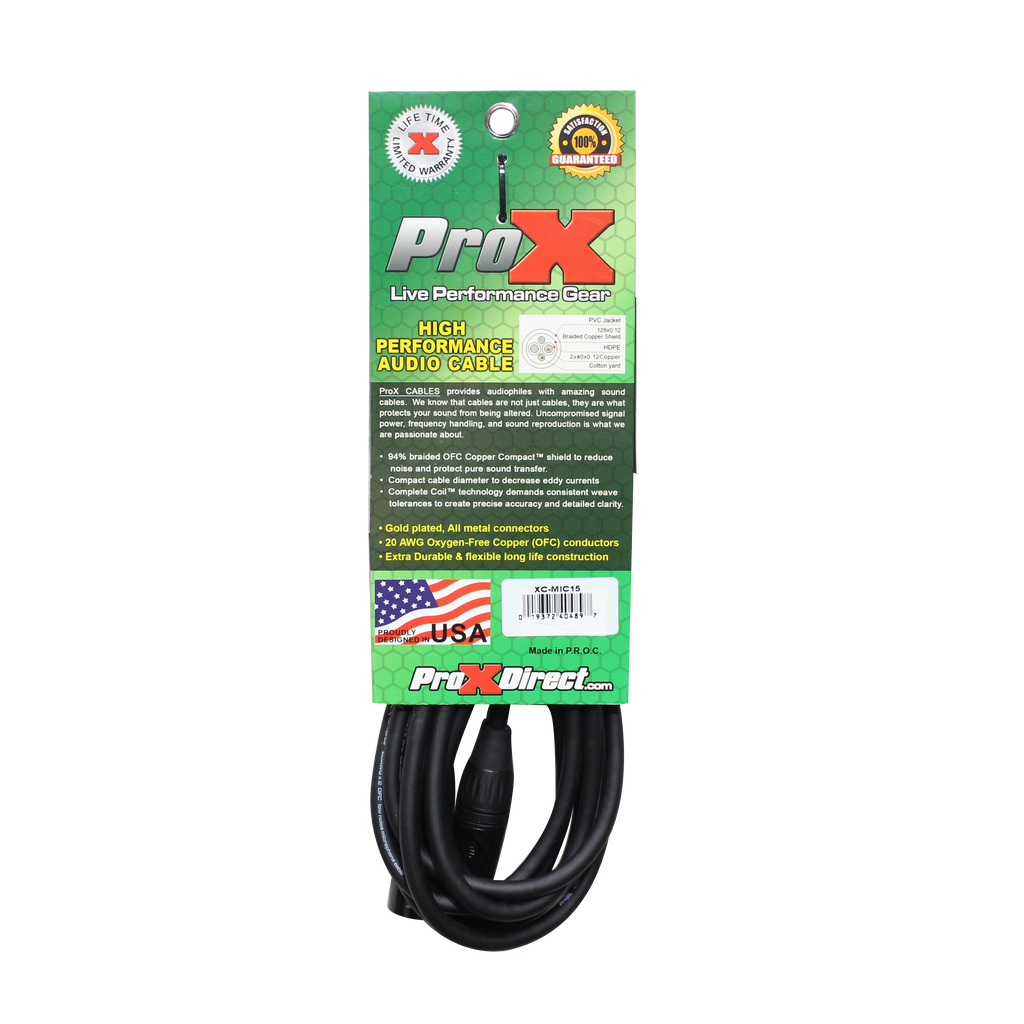 ProX XC-MIC15 - 15 Ft. Balanced XLR3-F to XLR3-M High Performance Microphone Cable