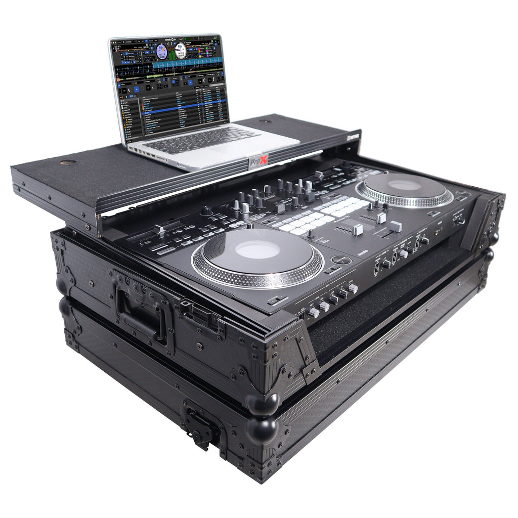 ProX XS-DDJREV7WLTBL - ATA Style Flight Case for Pioneer DDJ-REV7 DJ Controller with Laptop Shelf Wheels and 1U Rackspace Black Finish
