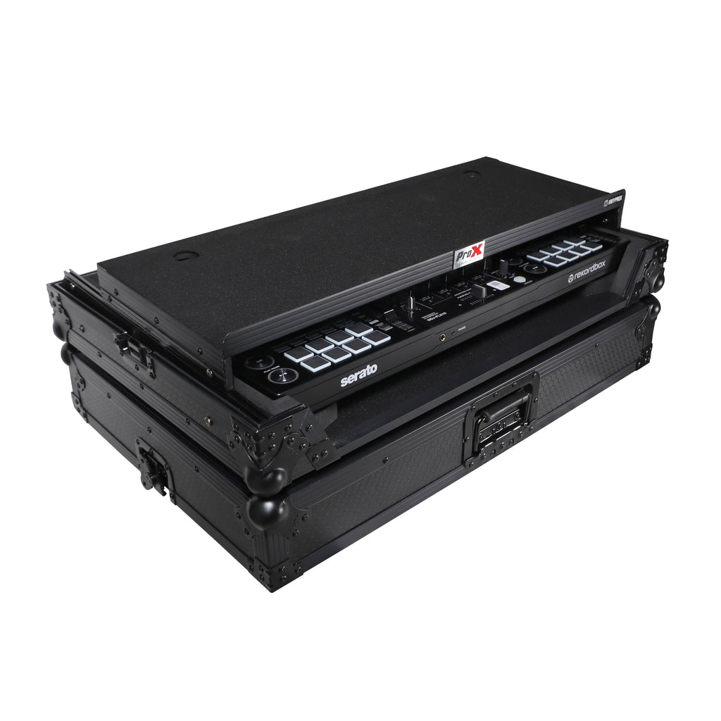 ProX XS-FLX10LTBL - Pioneer DDJ-FLX10 or DDJ-GRV6 with Sliding Laptop Shelf ATA Flight Style Road Case Black Finish Slim Case
