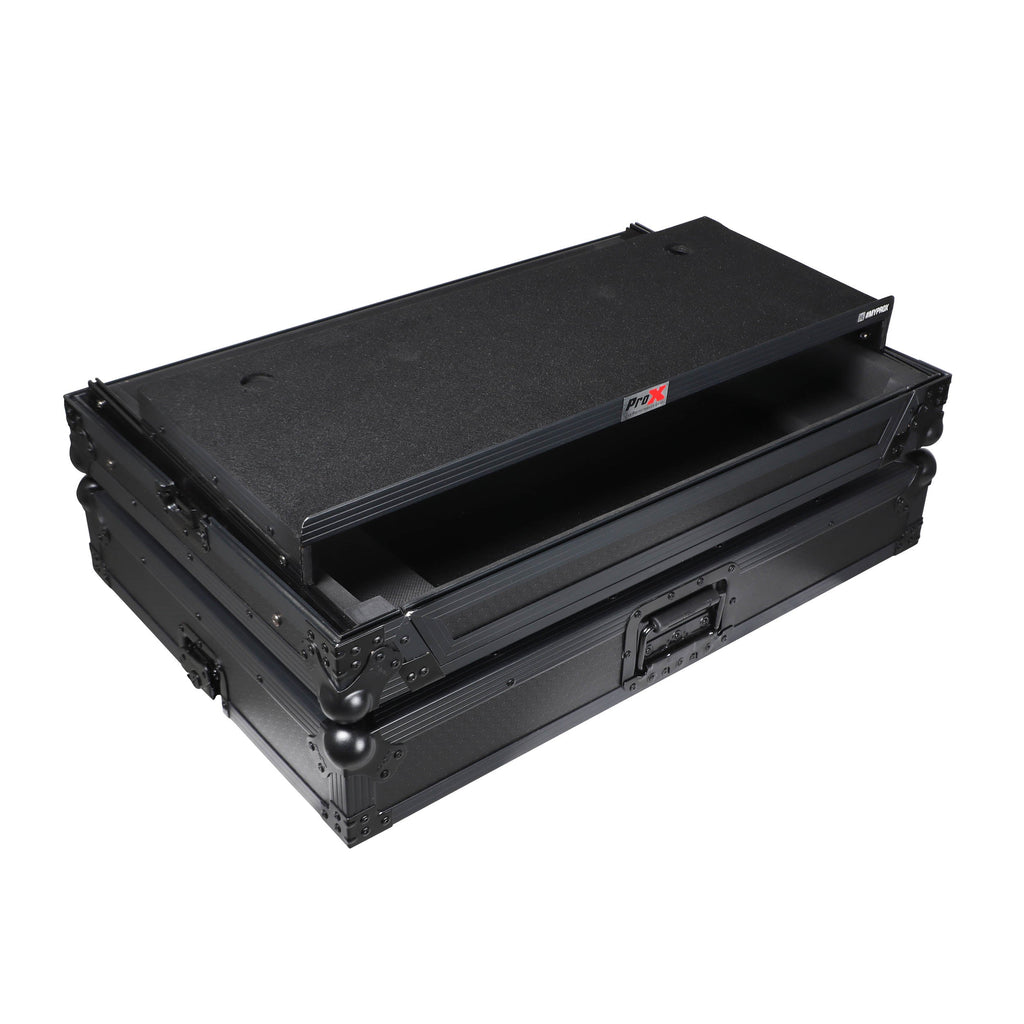 ProX XS-FLX10LTBL - Pioneer DDJ-FLX10 or DDJ-GRV6 with Sliding Laptop Shelf ATA Flight Style Road Case Black Finish Slim Case