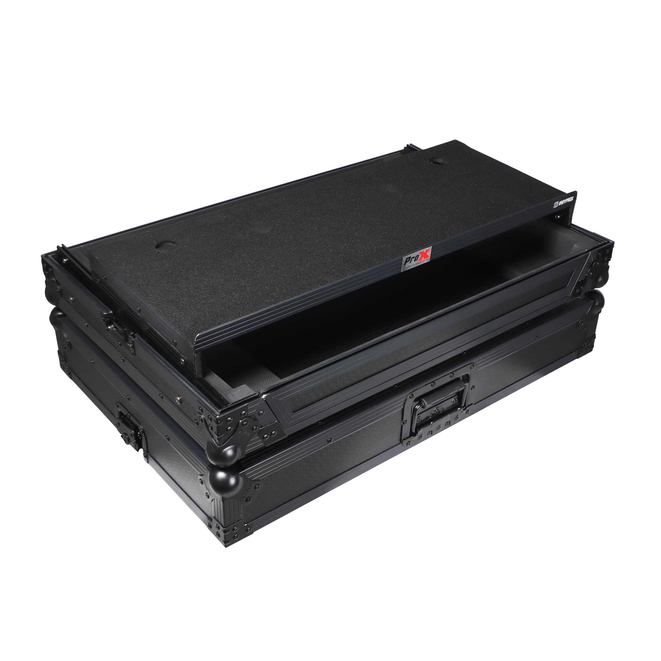 ProX XS-FLX10LTBL - Pioneer DDJ-FLX10 or DDJ-GRV6 with Sliding Laptop Shelf ATA Flight Style Road Case Black Finish Slim Case