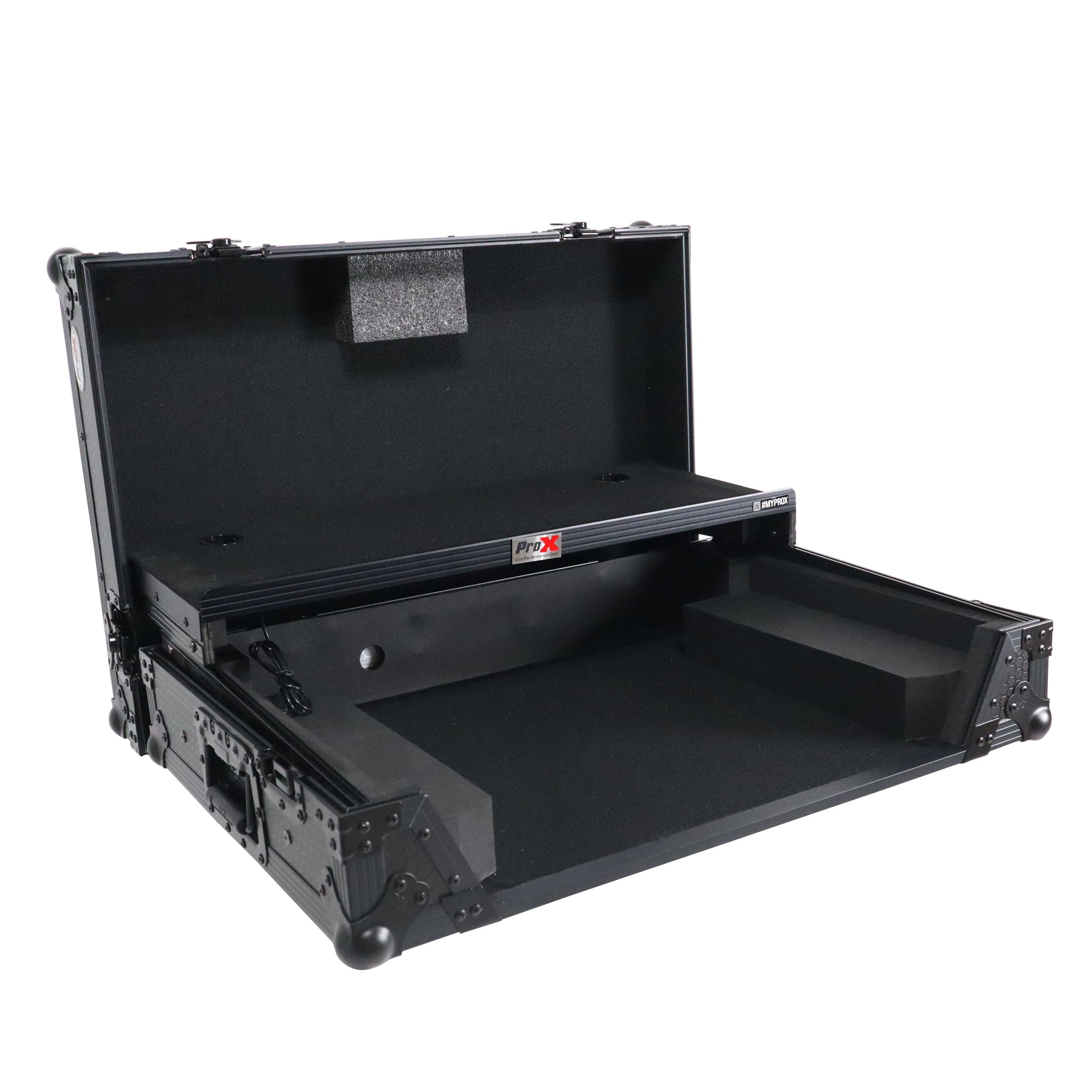 ProX XS-MIXON8 LTBL LED - ATA Flight Style Road Case For Mixon 8 Pro with Laptop Shelf and LED Black Finish