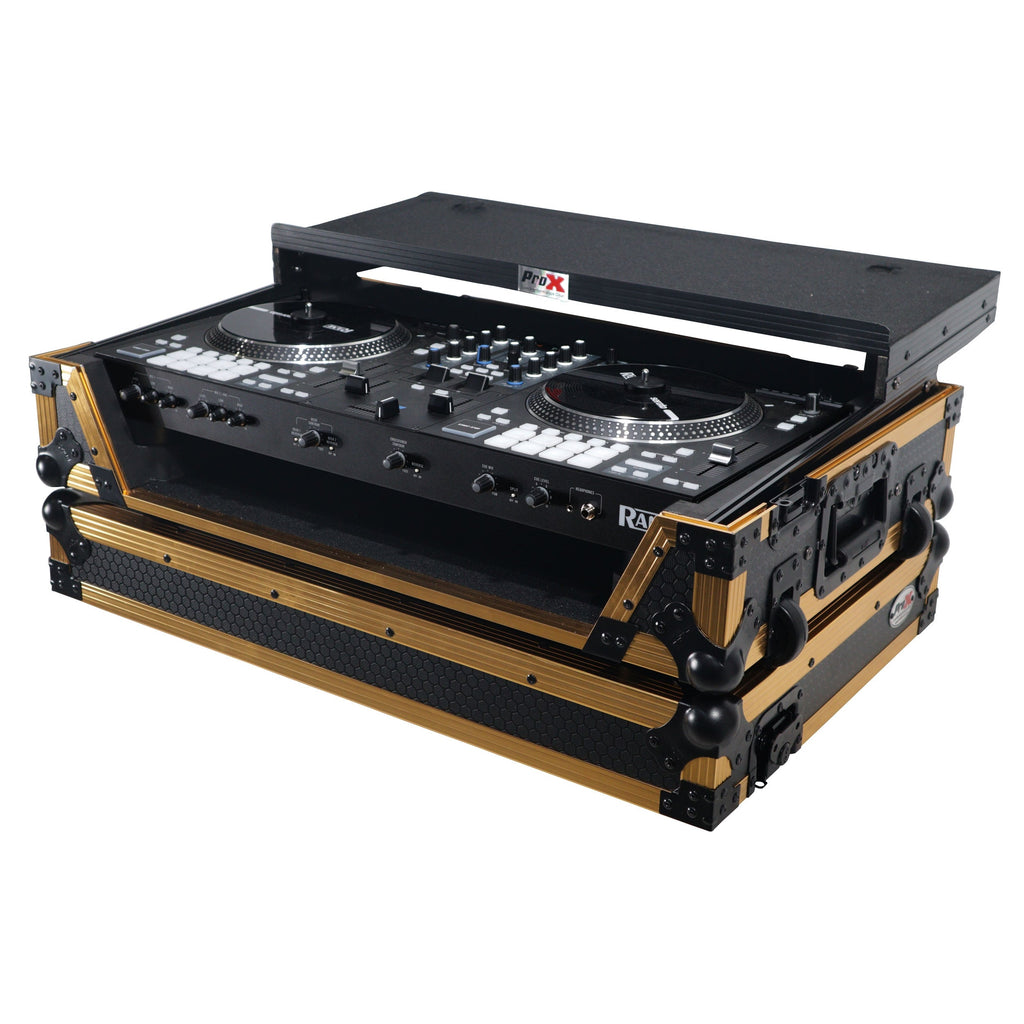 ProX XS-RANEONEWLTFGLD - ATA Flight Style Road Case for RANE ONE DJ Controller with Laptop Shelf in Limited Edition Gold