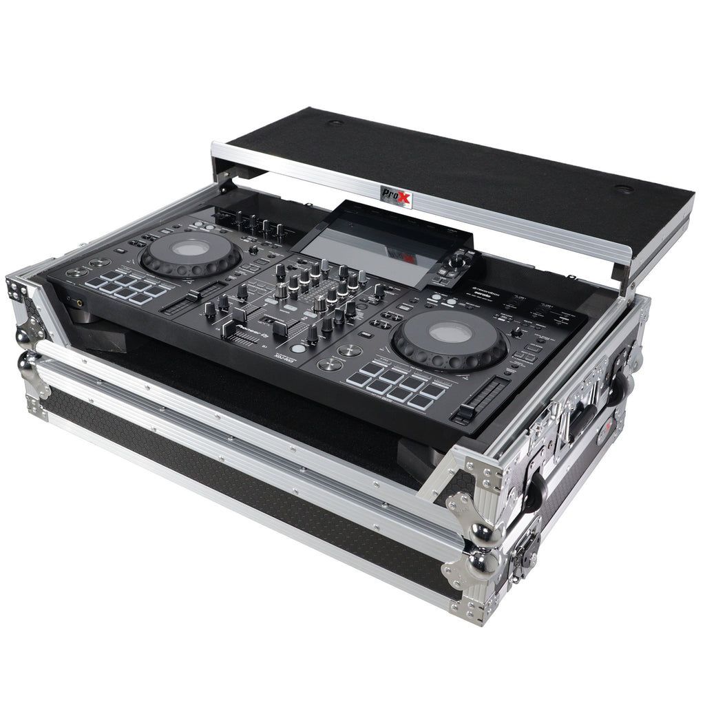ProX XS-XDJRX3WLT - ATA Flight Case ATA Flight Case For Pioneer DDJ-REV5 XDJ-RX3 DJ Controller with Laptop Shelf 1U Rack Space and Wheels