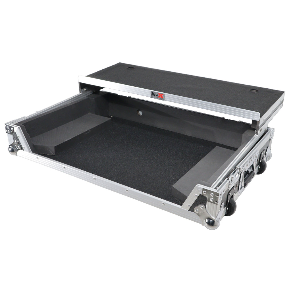 ProX XS-XDJRX3WLT - ATA Flight Case ATA Flight Case For Pioneer DDJ-REV5 XDJ-RX3 DJ Controller with Laptop Shelf 1U Rack Space and Wheels