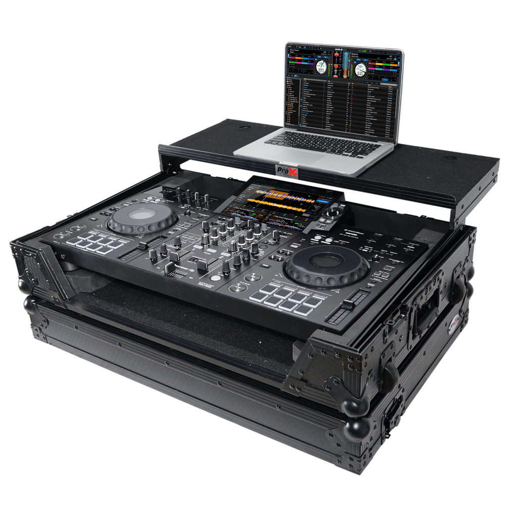 ProX XS-XDJRX3WLTBL - ATA Style DJ Controller Case for Pioneer DDJ-REV5 XDJ-RX3 RX2 Case with Laptop Shelf and Wheels | Black Finish