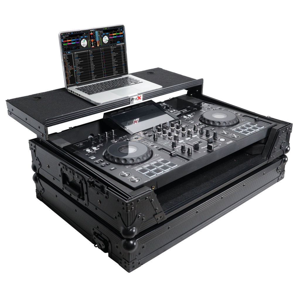 ProX XS-XDJRX3WLTBL - ATA Style DJ Controller Case for Pioneer DDJ-REV5 XDJ-RX3 RX2 Case with Laptop Shelf and Wheels | Black Finish