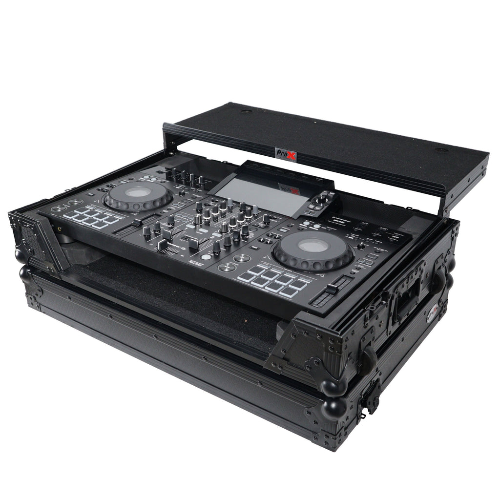 ProX XS-XDJRX3WLTBL - ATA Style DJ Controller Case for Pioneer DDJ-REV5 XDJ-RX3 RX2 Case with Laptop Shelf and Wheels | Black Finish