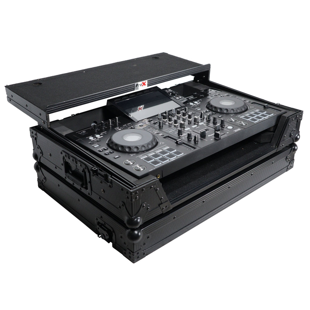 ProX XS-XDJRX3WLTBL - ATA Style DJ Controller Case for Pioneer DDJ-REV5 XDJ-RX3 RX2 Case with Laptop Shelf and Wheels | Black Finish