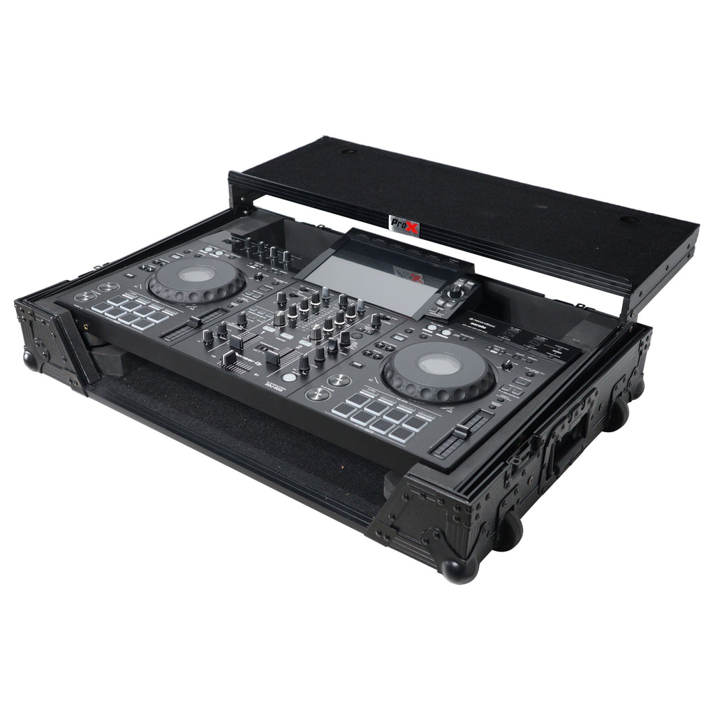 ProX XS-XDJRX3WLTBL - ATA Style DJ Controller Case for Pioneer DDJ-REV5 XDJ-RX3 RX2 Case with Laptop Shelf and Wheels | Black Finish