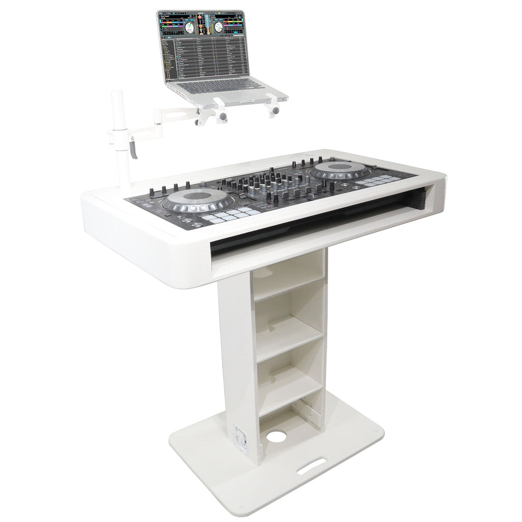 ProX XZF-DJCTWCASE - Control Tower DJ Podium with Road Cases for Pioneer DDJ-REV7 XDJ-XZ FLX10 RANE Four (White)