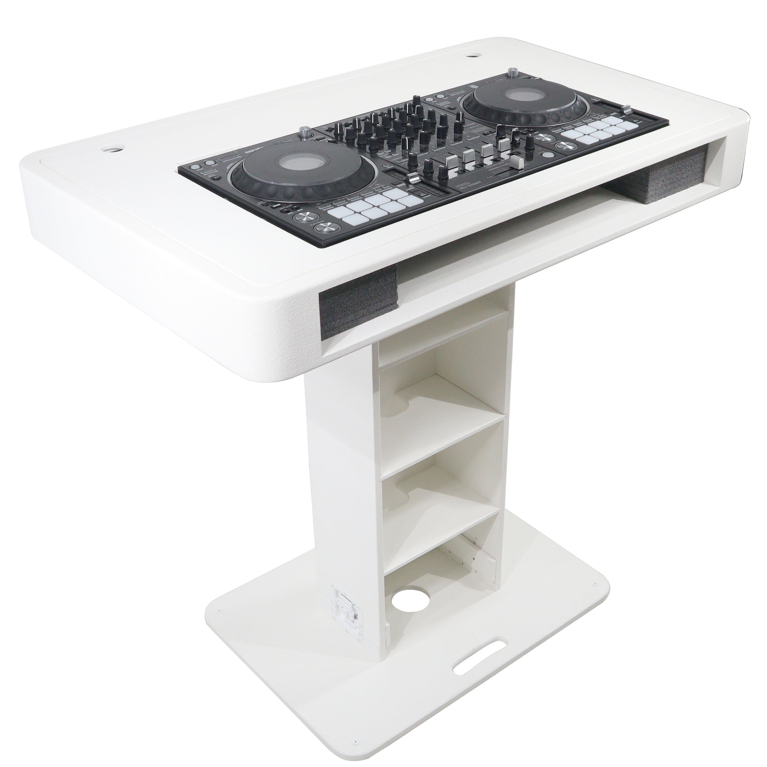 ProX XZF-DJCTWCASE - Control Tower DJ Podium with Road Cases for Pioneer DDJ-REV7 XDJ-XZ FLX10 RANE Four (White)