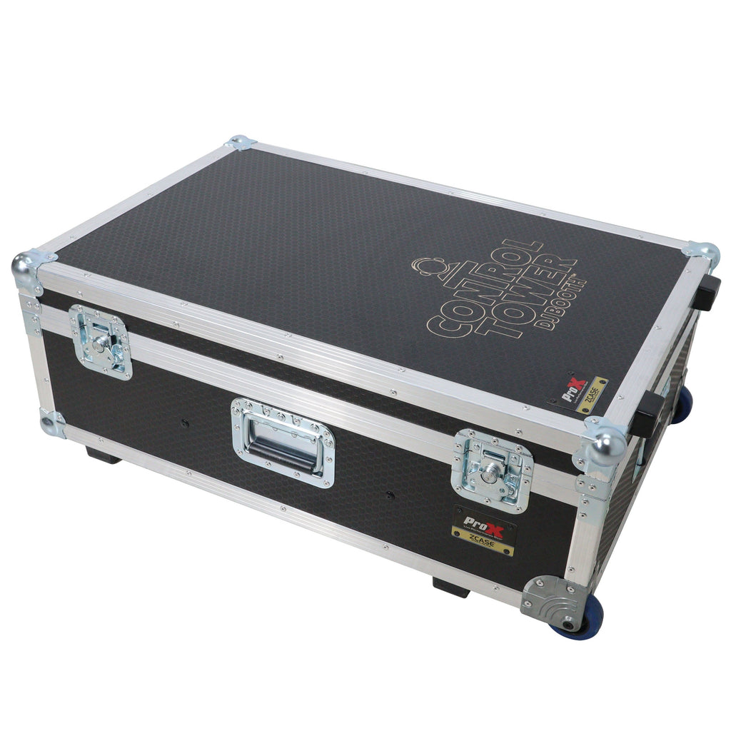 ProX XZF-DJCTWCASE - Control Tower DJ Podium with Road Cases for Pioneer DDJ-REV7 XDJ-XZ FLX10 RANE Four (White)