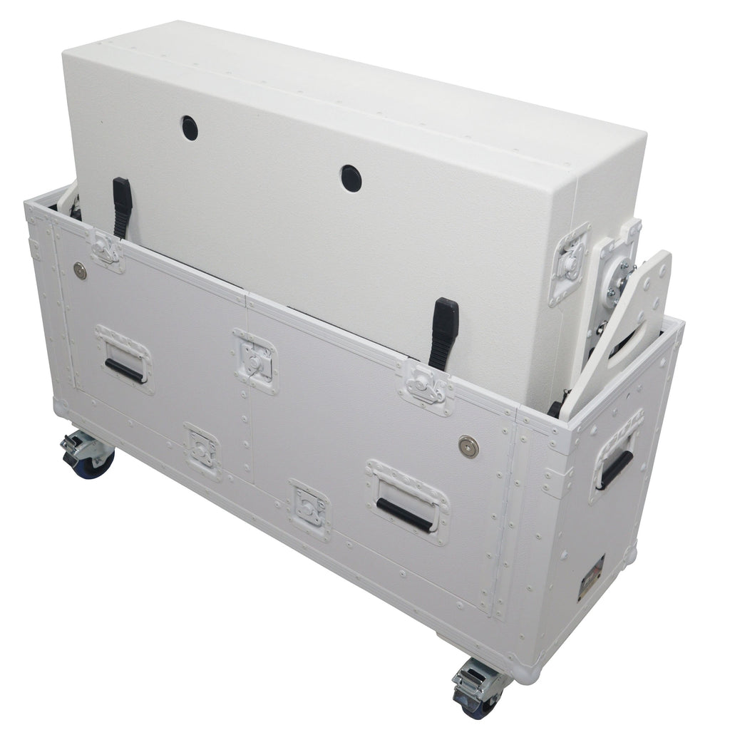 ProX XZF-UCXXWHITE - Flip-Ready Hydraulic DJ Flight Case For Pioneer DDJ-REV7 XDJ-XZ Opus Quad with Wheels and 2x Laptop Trays (White)